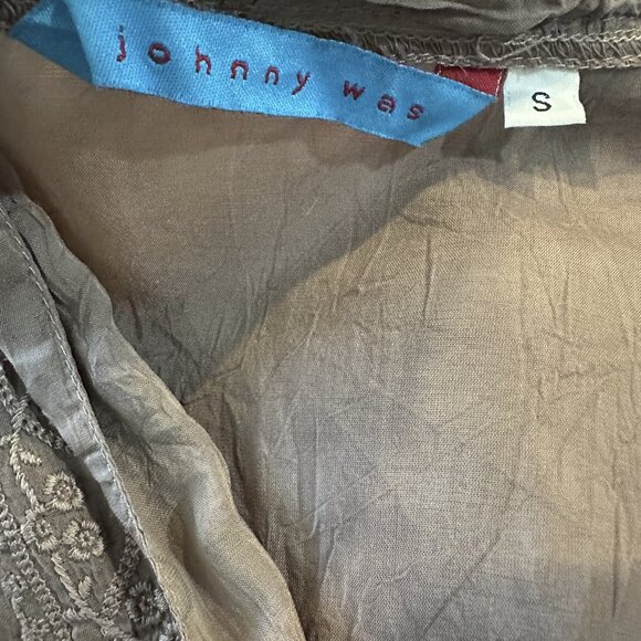 Johnny Was Embroidered Button Blouse Boho Crinkle Cotton Rayon Top Mauve Small - Picture 10 of 12